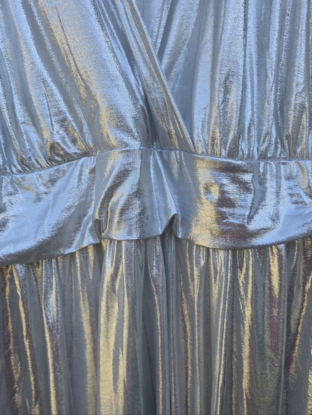 Torrid Silver Metallic Wrap Dress - Picture 3 of 9